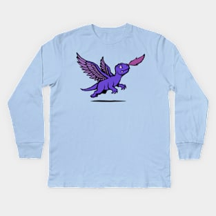 Young Dragon's Brave Attempt at Flight Kids Long Sleeve T-Shirt